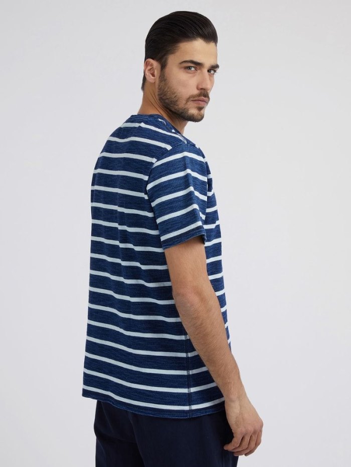 Camiseta Guess Striped Hombre Azules | SE-282330