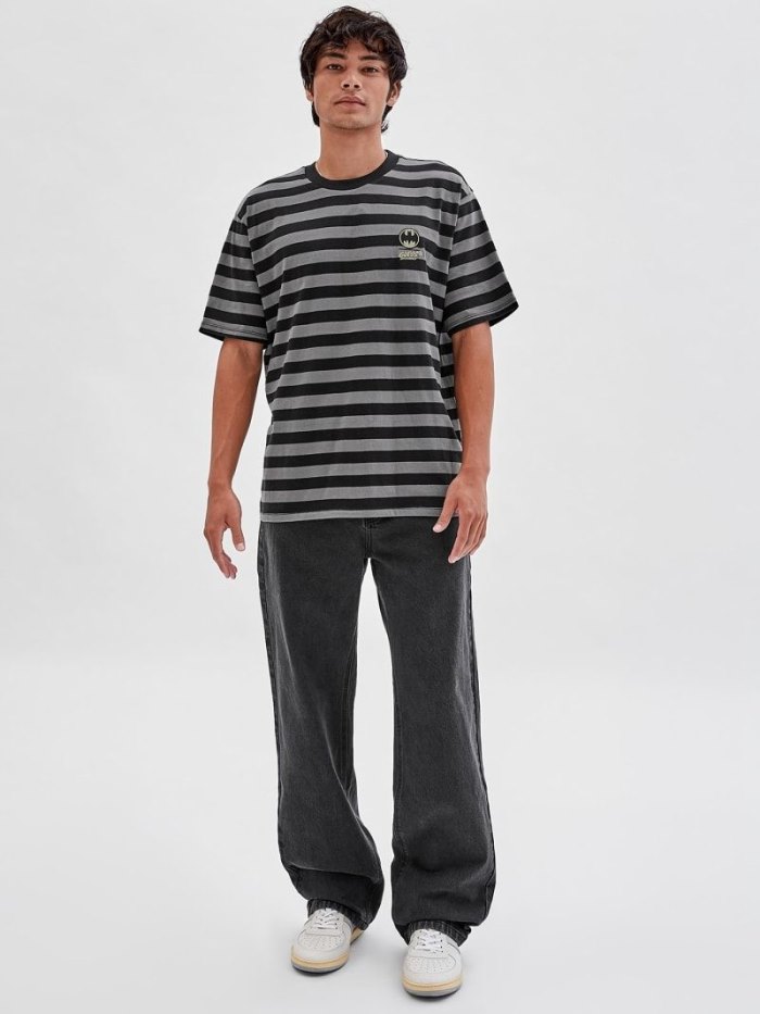 Camiseta Guess Striped Hombre Negros | SE-305100