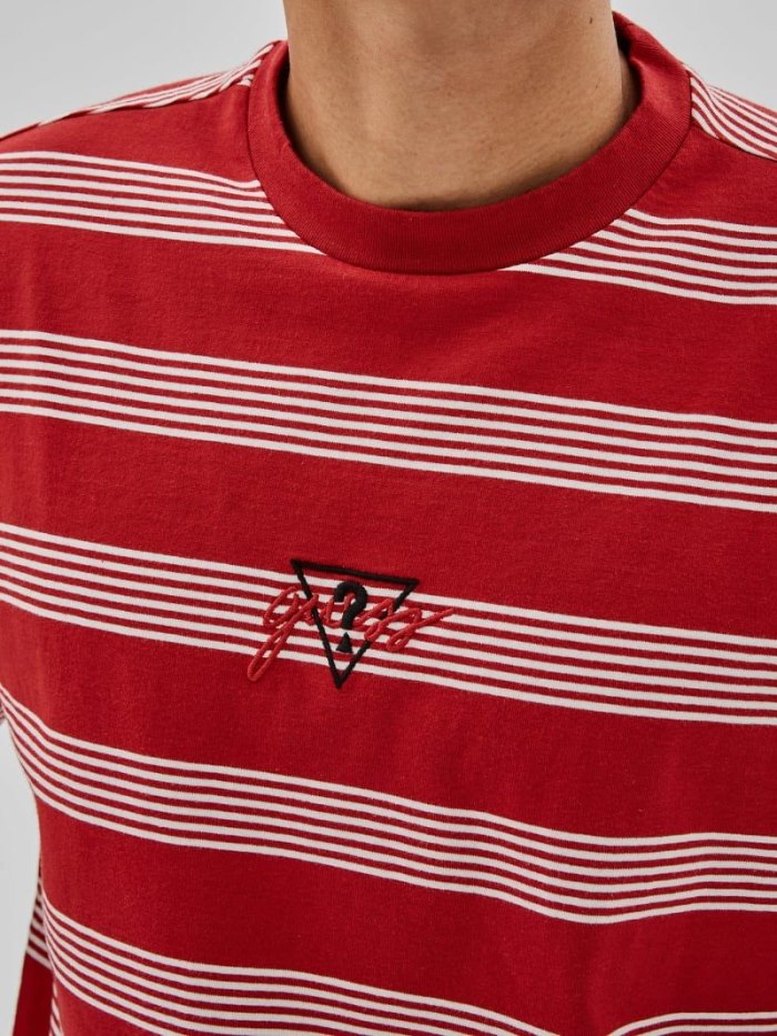 Camiseta Guess Striped Hombre Rojos | SE-231327