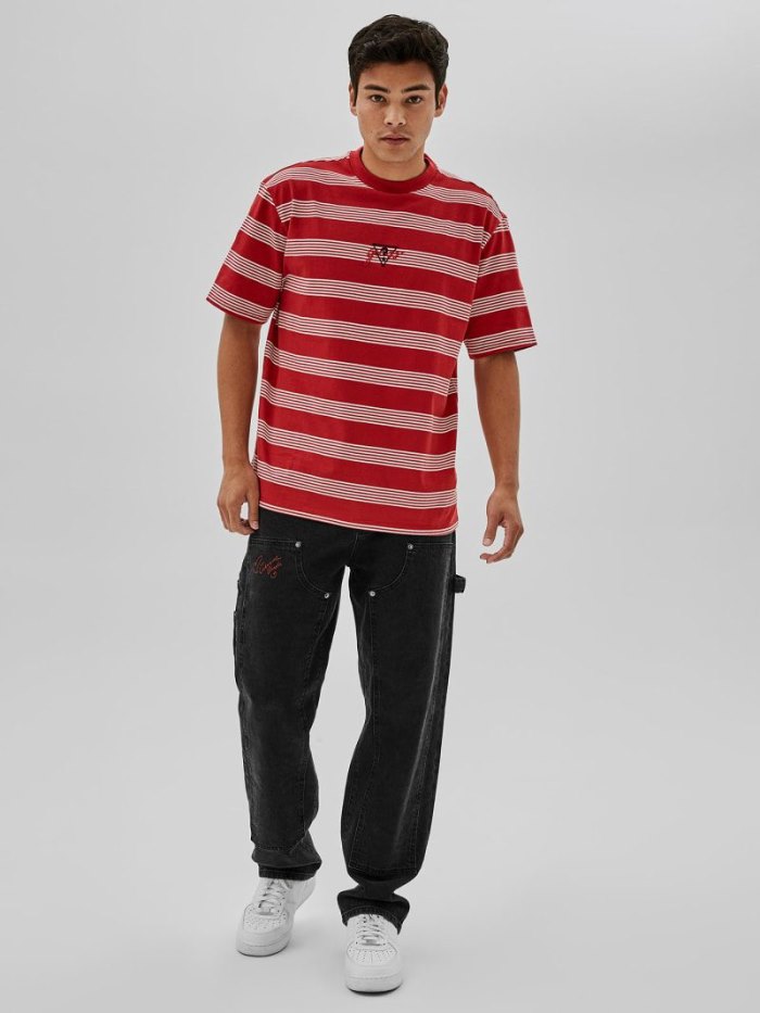 Camiseta Guess Striped Hombre Rojos | SE-231327