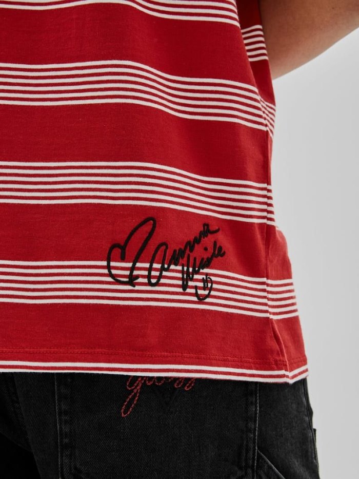 Camiseta Guess Striped Hombre Rojos | SE-231327