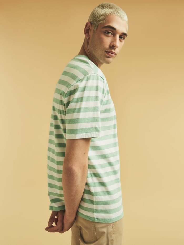 Camiseta Guess Striped Hombre Verdes | SE-564691