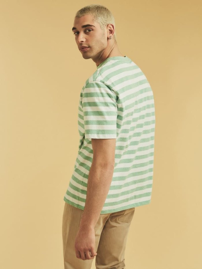 Camiseta Guess Striped Hombre Verdes | SE-564691