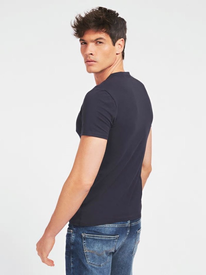 Camiseta Guess Super Slim Fit Hombre Azul Marino | SE-021190