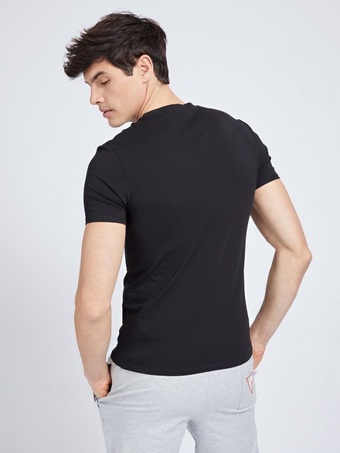 Camiseta Guess Super Slim Hombre Negros | SE-790367