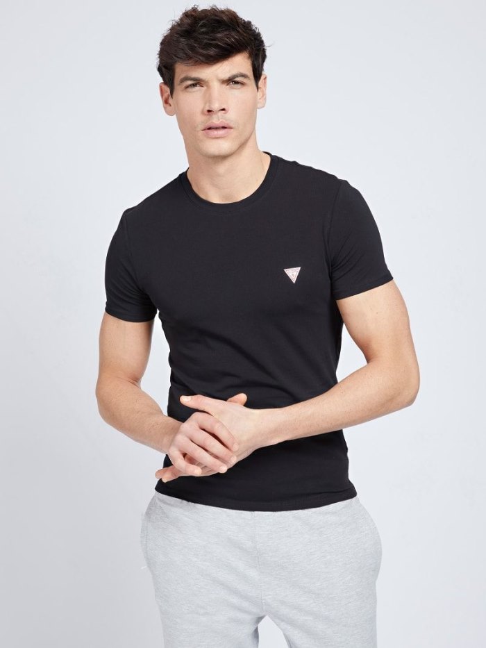 Camiseta Guess Super Slim Hombre Negros | SE-790367