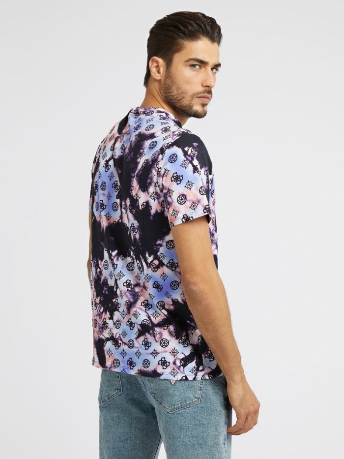 Camiseta Guess Tie-dye Logo Hombre Negros | SE-653295