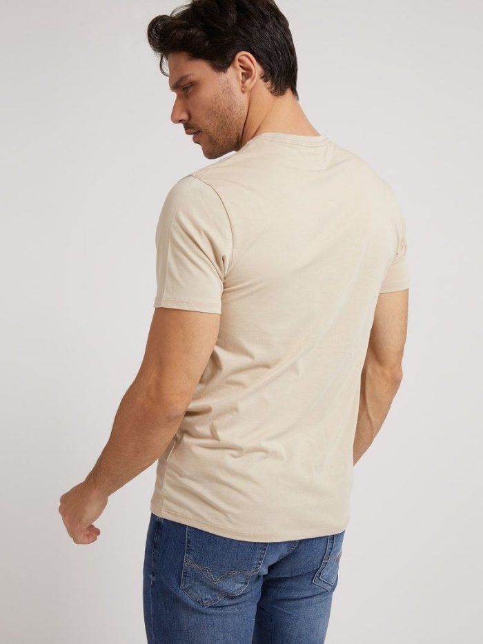 Camiseta Guess Tone-on-tone Logo Hombre Beige | SE-531893