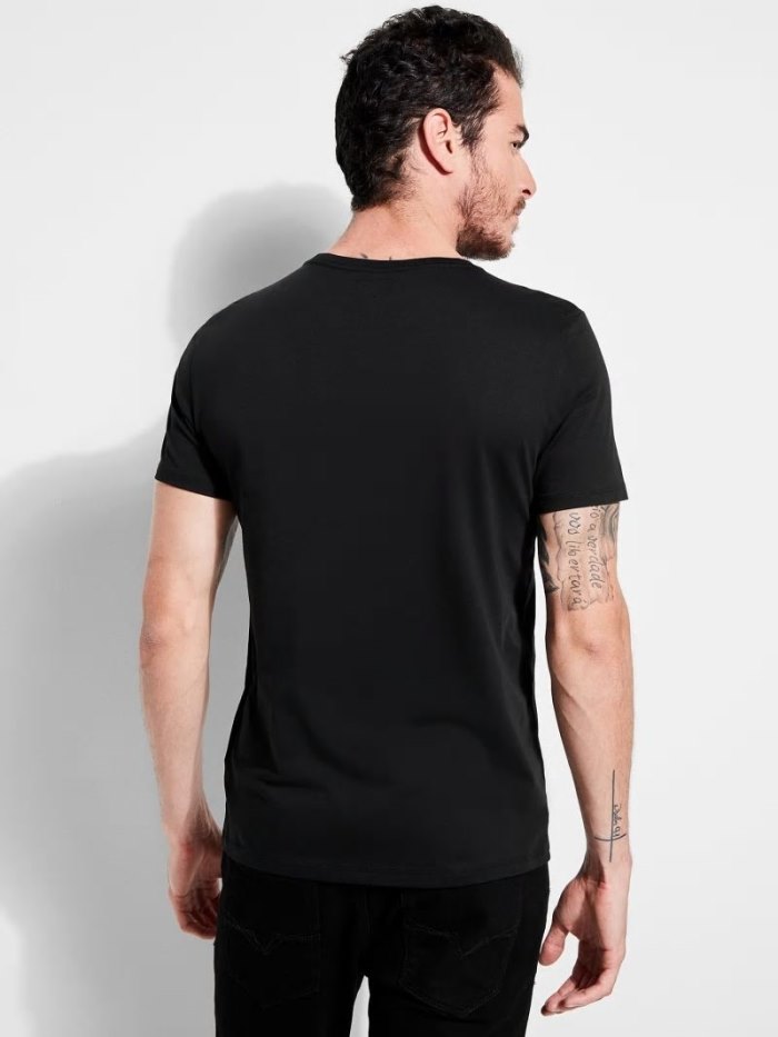 Camiseta Guess Tone-on-tone Logo Hombre Negros | SE-394703