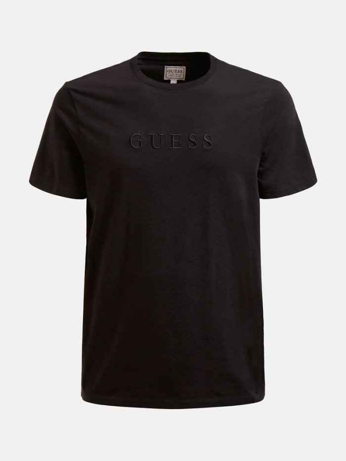 Camiseta Guess Tone-on-tone Logo Hombre Negros | SE-394703