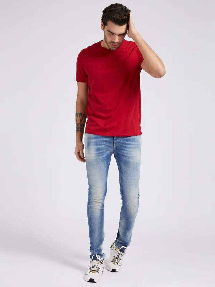 Camiseta Guess Tone-on-tone Logo Hombre Rojos | SE-772546