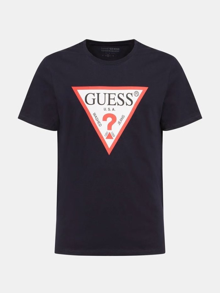 Camiseta Guess Triangle Logo Hombre Azules | SE-620668