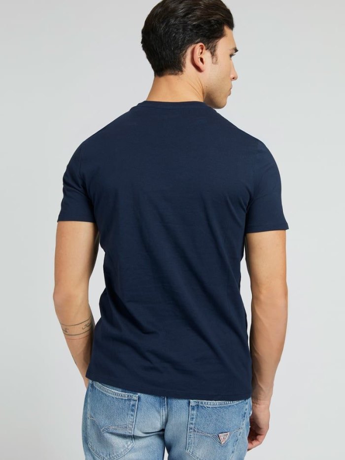 Camiseta Guess Triangle Logo Hombre Azules | SE-301837