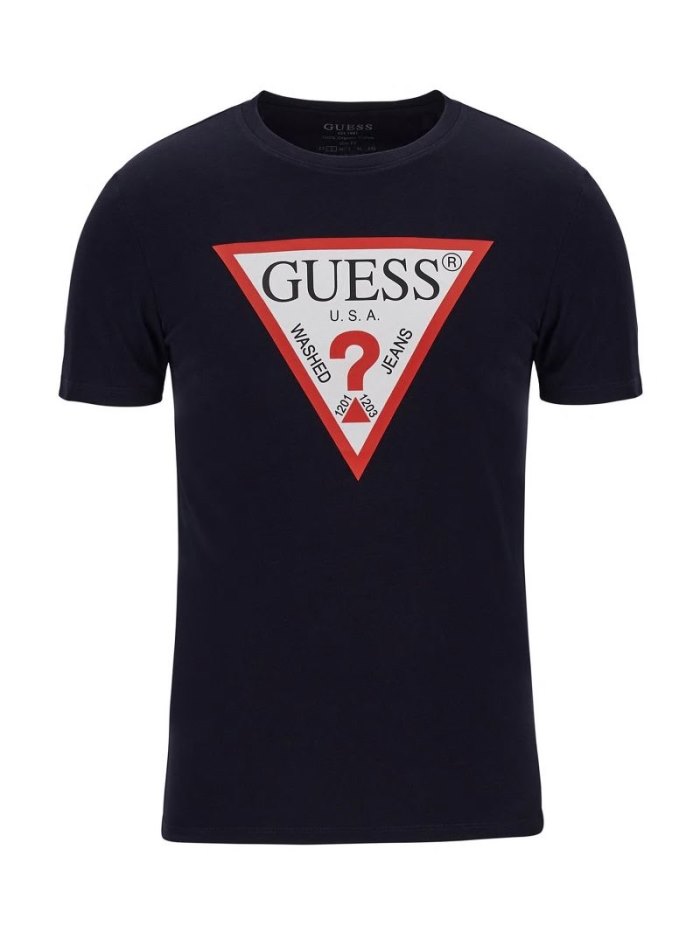 Camiseta Guess Triangle Logo Hombre Azules | SE-747162