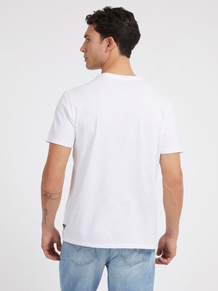 Camiseta Guess Triangle Logo Hombre Blancos | SE-913561