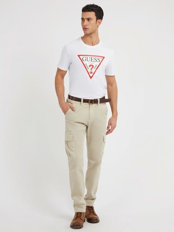 Camiseta Guess Triangle Logo Hombre Blancos | SE-905382