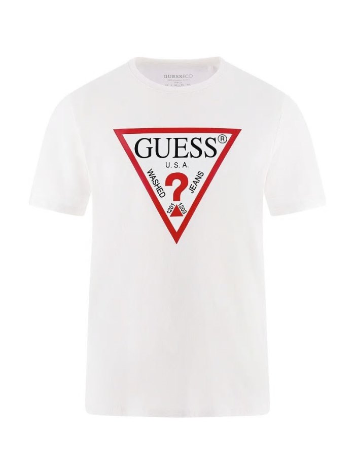 Camiseta Guess Triangle Logo Hombre Blancos | SE-905382