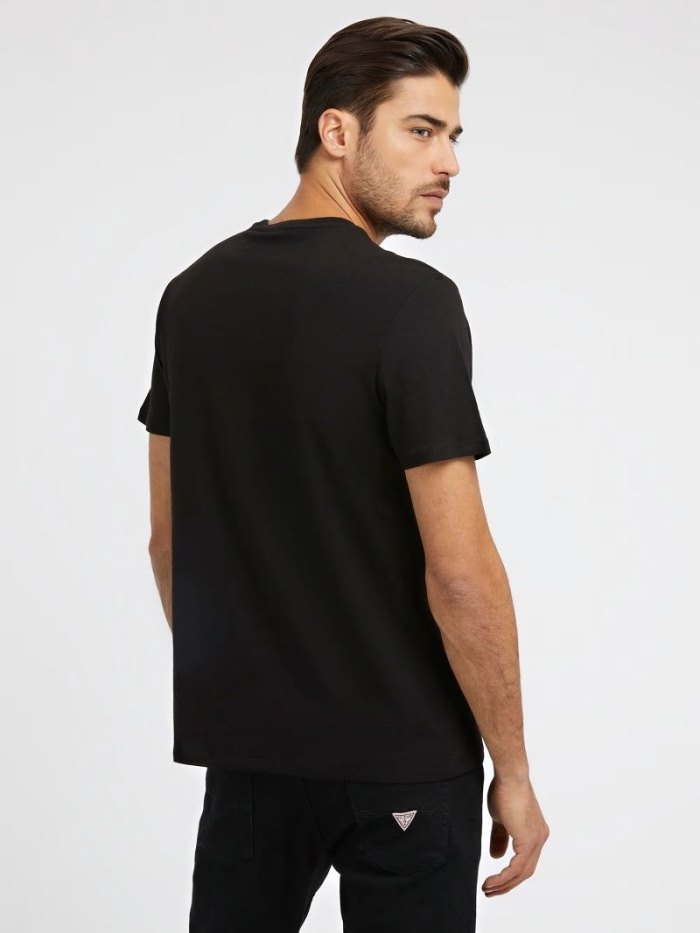 Camiseta Guess Triangle Logo Hombre Negros | SE-831148