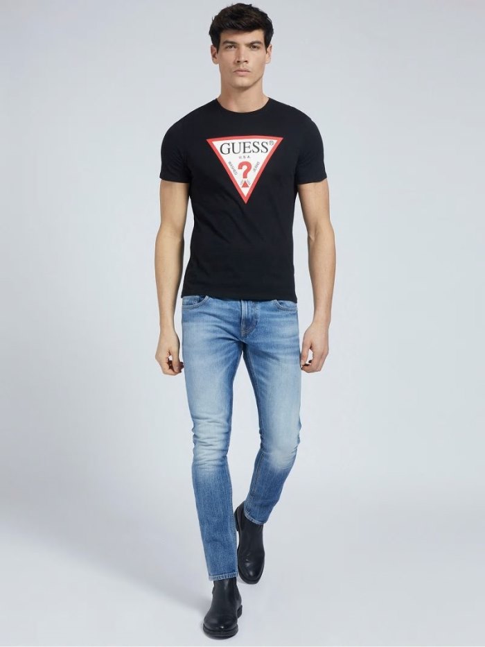 Camiseta Guess Triangle Logo Hombre Negros | SE-281505