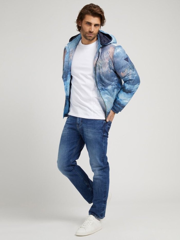 Chamarra Puffer Guess All Over Print Hombre Multi | SE-597408