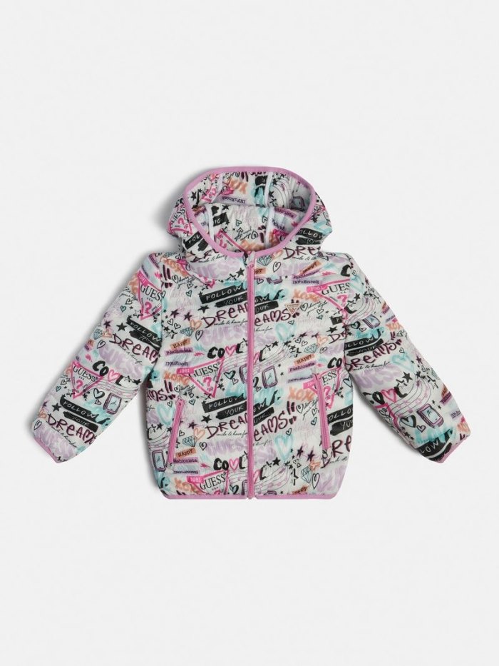 Chamarra Puffer Guess All Over Print Niños Multicolor | SE-899611