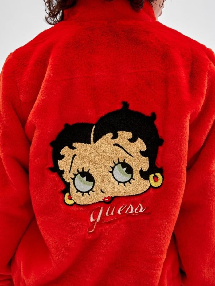 Chamarras Guess Back Betty Boop Patch Faux Fur Mujer Rojos | SE-125601