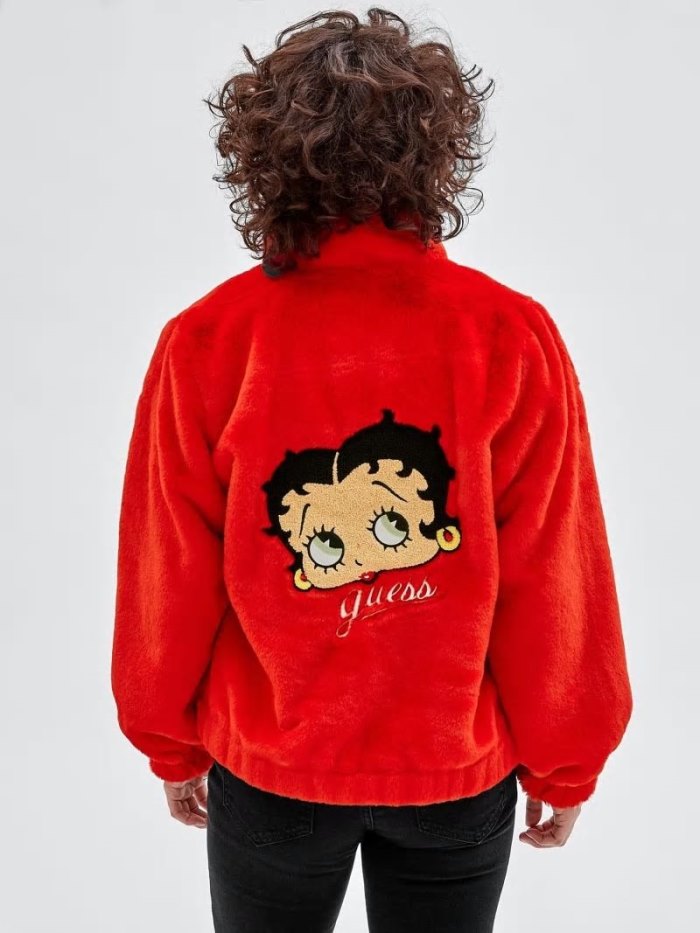 Chamarras Guess Back Betty Boop Patch Faux Fur Mujer Rojos | SE-125601