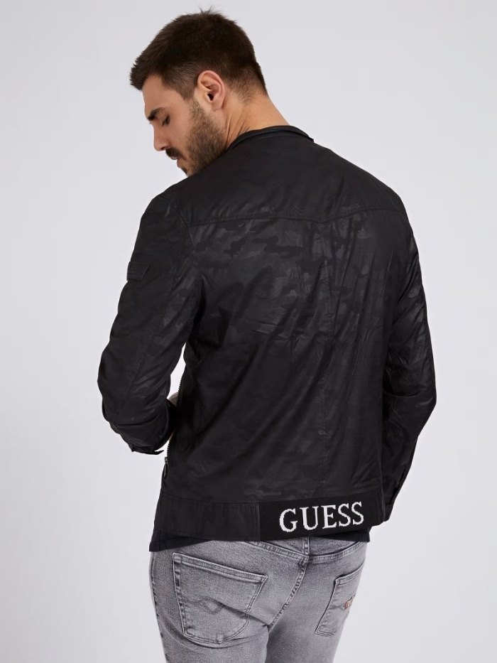 Chamarras Guess Camouflage Hombre Negros | SE-994744