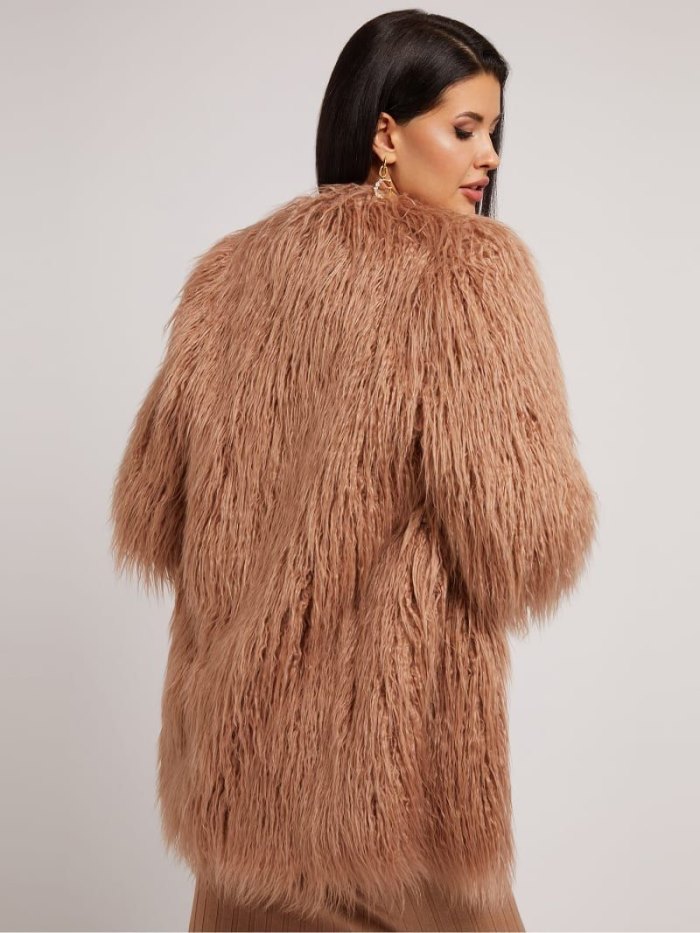 Chamarras Guess Faux Fur Mujer Beige | SE-025734