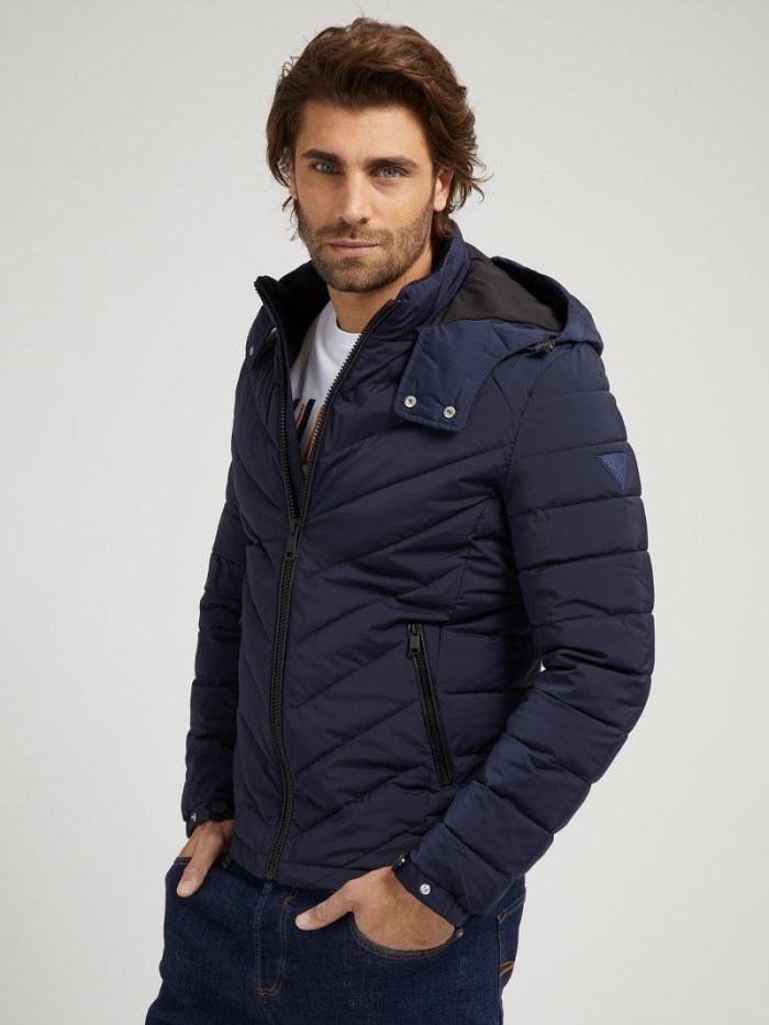 Chamarras Guess Hooded Hombre Azules | SE-128578