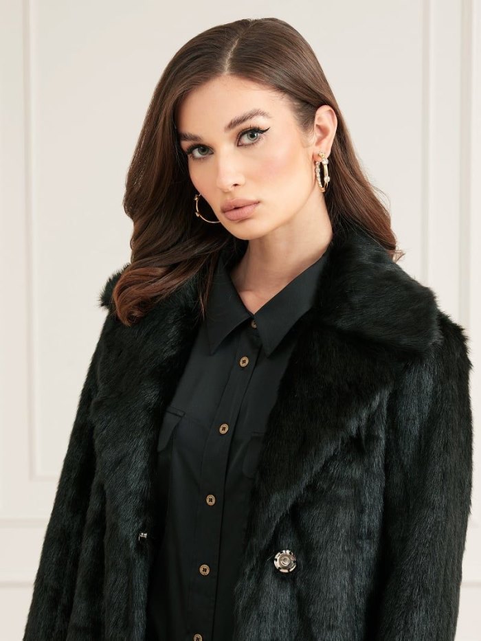 Chamarras Guess Marciano Faux Fur Mujer Negros | SE-768757