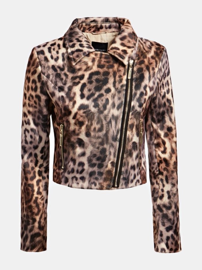 Chamarras Guess Marciano Print Faux Leather Mujer Animalier | SE-754084