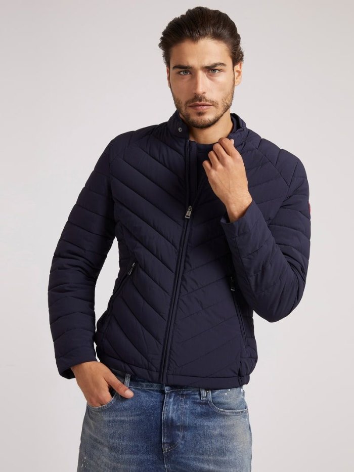 Chamarras Guess Quilted-look Hombre Azules | SE-209548