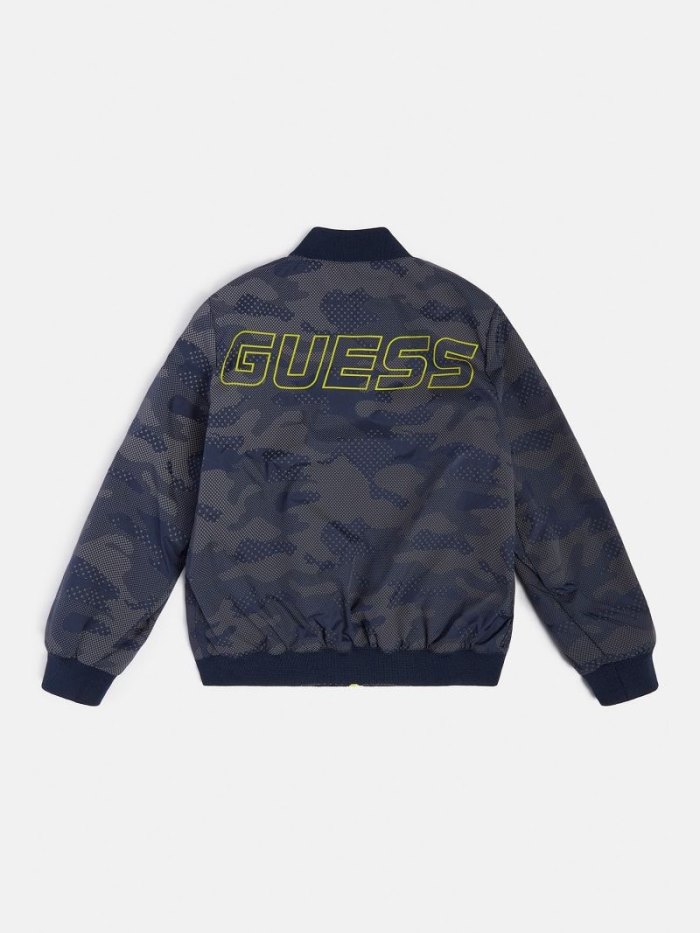 Chaqueta De Bombardero Guess All Over Camouflage Print Niños Grises | SE-942131