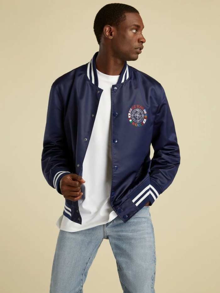 Chaqueta De Bombardero Guess Flag Logo Hombre Azules | SE-232978