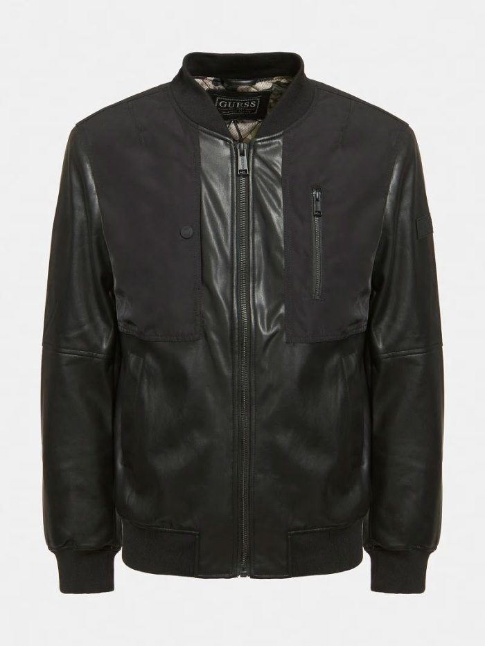 Chaqueta De Bombardero Guess Padded Hombre Negros | SE-208276