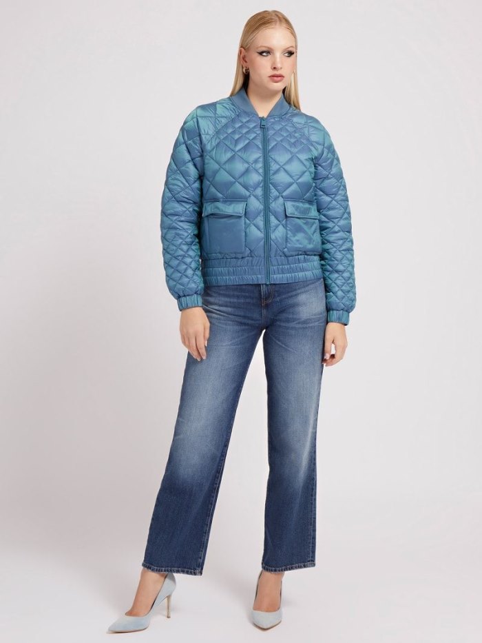 Chaqueta De Bombardero Guess Quilted Mujer Azules | SE-861659