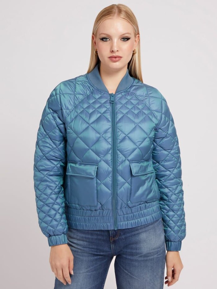 Chaqueta De Bombardero Guess Quilted Mujer Azules | SE-861659