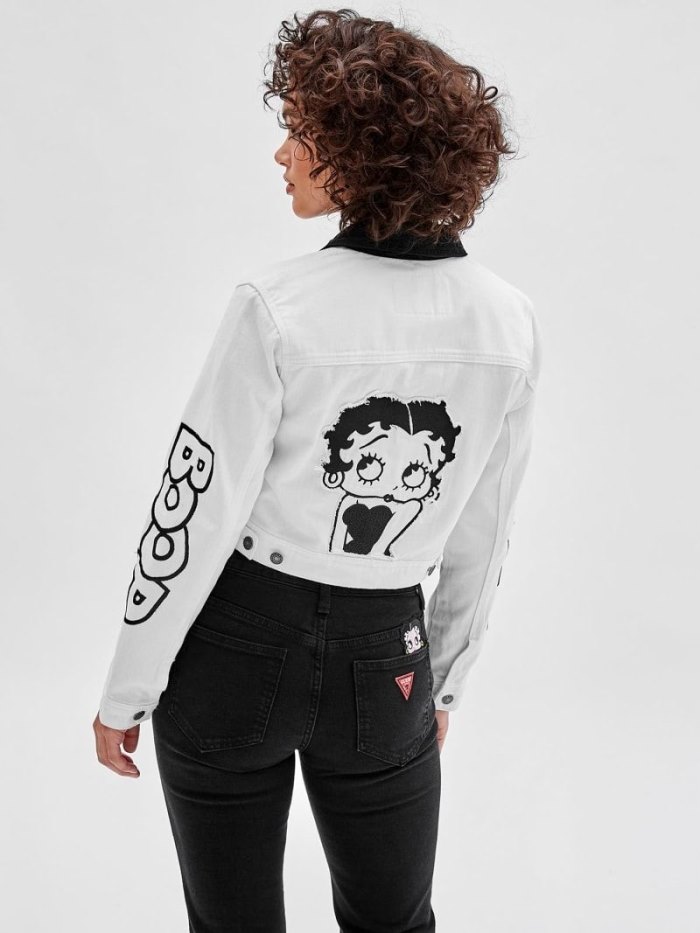 Chaquetas De Mezclilla Guess Back Betty Boop Embroidery Mujer Blancos | SE-204196