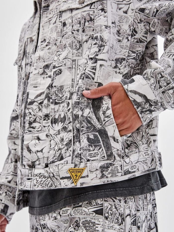 Chaquetas De Mezclilla Guess Batman Comic Print Hombre Blancos | SE-426088