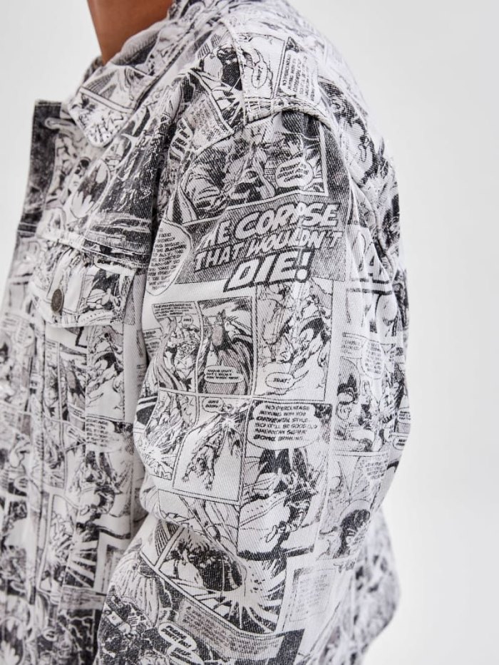 Chaquetas De Mezclilla Guess Batman Comic Print Hombre Blancos | SE-426088