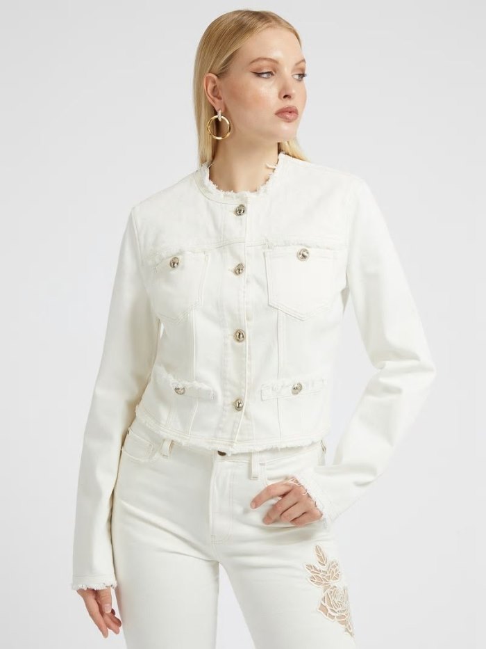 Chaquetas De Mezclilla Guess Quilted Mujer Blancos | SE-710627