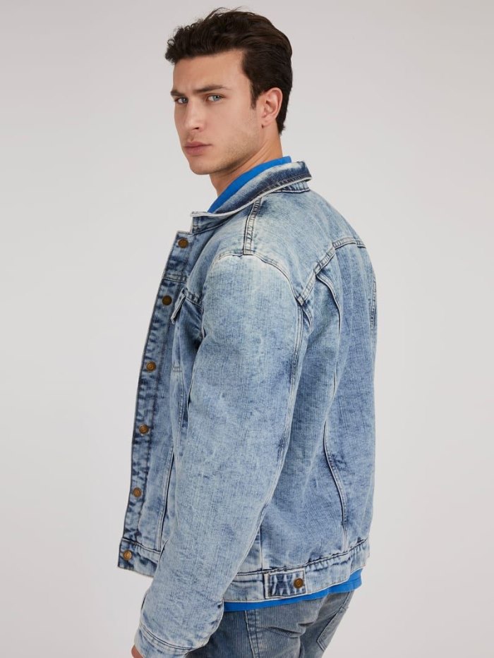 Chaquetas De Mezclilla Guess Reversible Padded Oversize Fit Hombre Azules | SE-971592