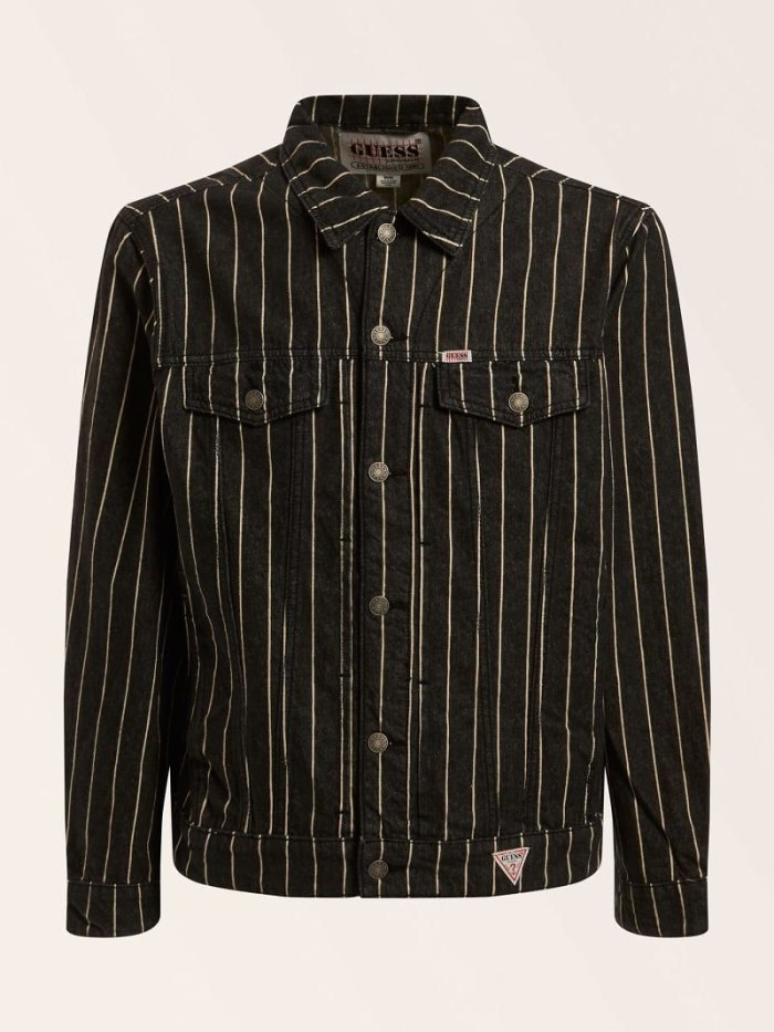 Chaquetas De Mezclilla Guess Striped Slim Hombre Negros | SE-702645