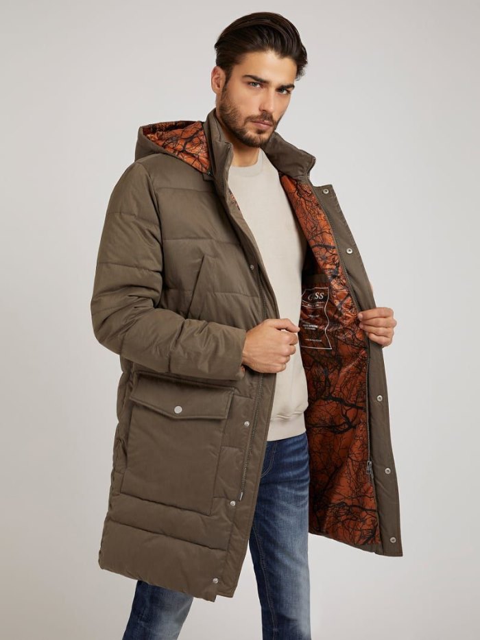 Chaquetas De Plumas Guess Padded Hooded Hombre Marrom | SE-081465