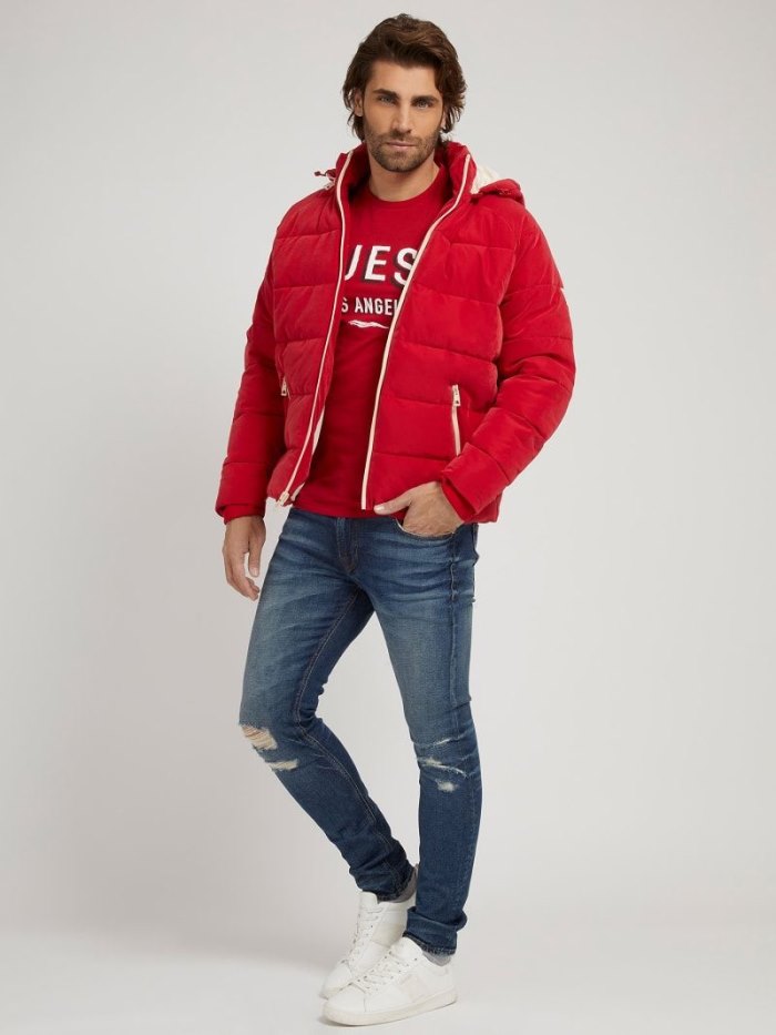 Chaquetas De Plumas Guess Padded Hooded Hombre Rojos | SE-535181