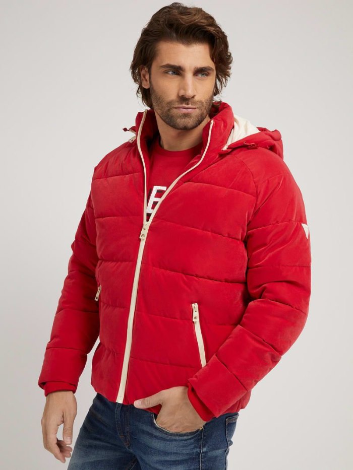 Chaquetas De Plumas Guess Padded Hooded Hombre Rojos | SE-535181