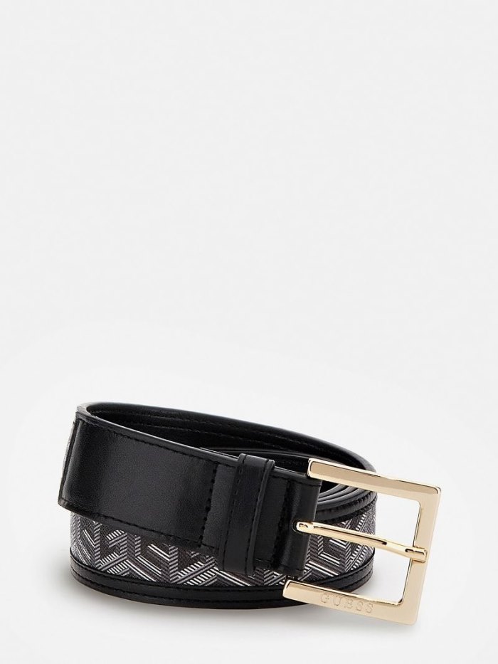 Cinturones Guess Hallie G Cube Logo Belt Mujer Negros | SE-658795