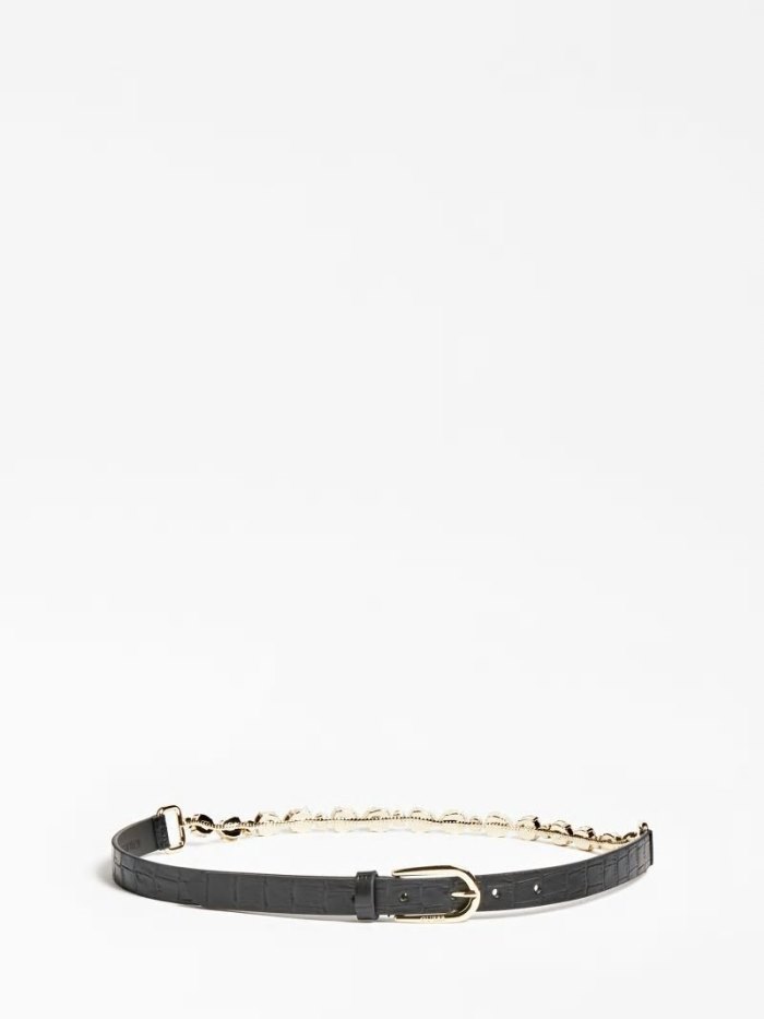 Cinturones Guess Jewel Detail Belt Mujer Negros | SE-526793