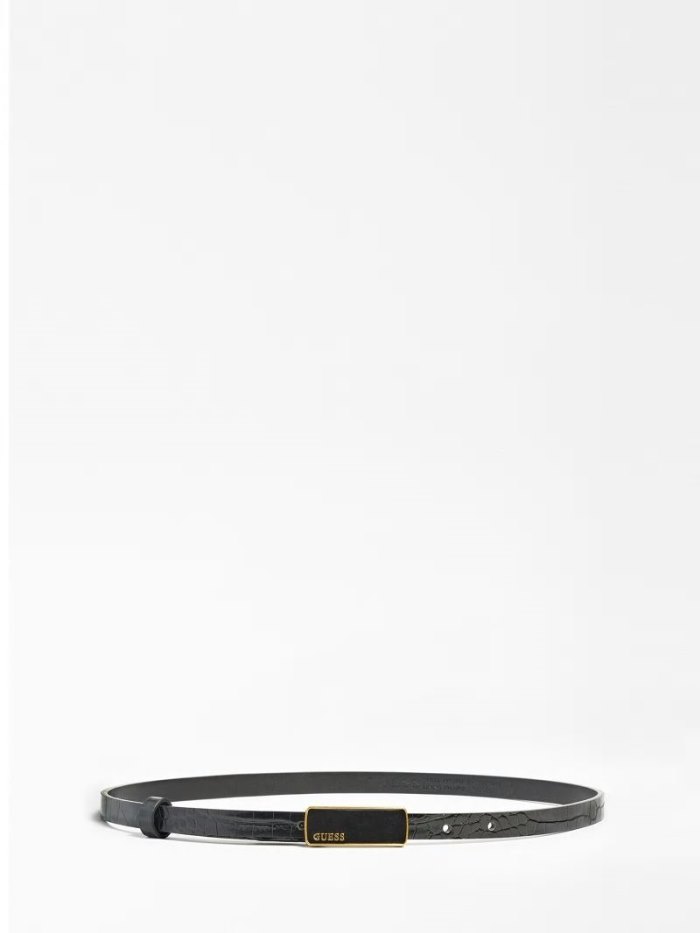 Cinturones Guess Katey Croc Print Belt Mujer Negros | SE-202365